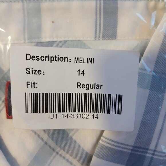 Untuckit Melini Women's Long Sleeve Blue and White Button Down Shirt SZ 14 NWT - Picture 10 of 10